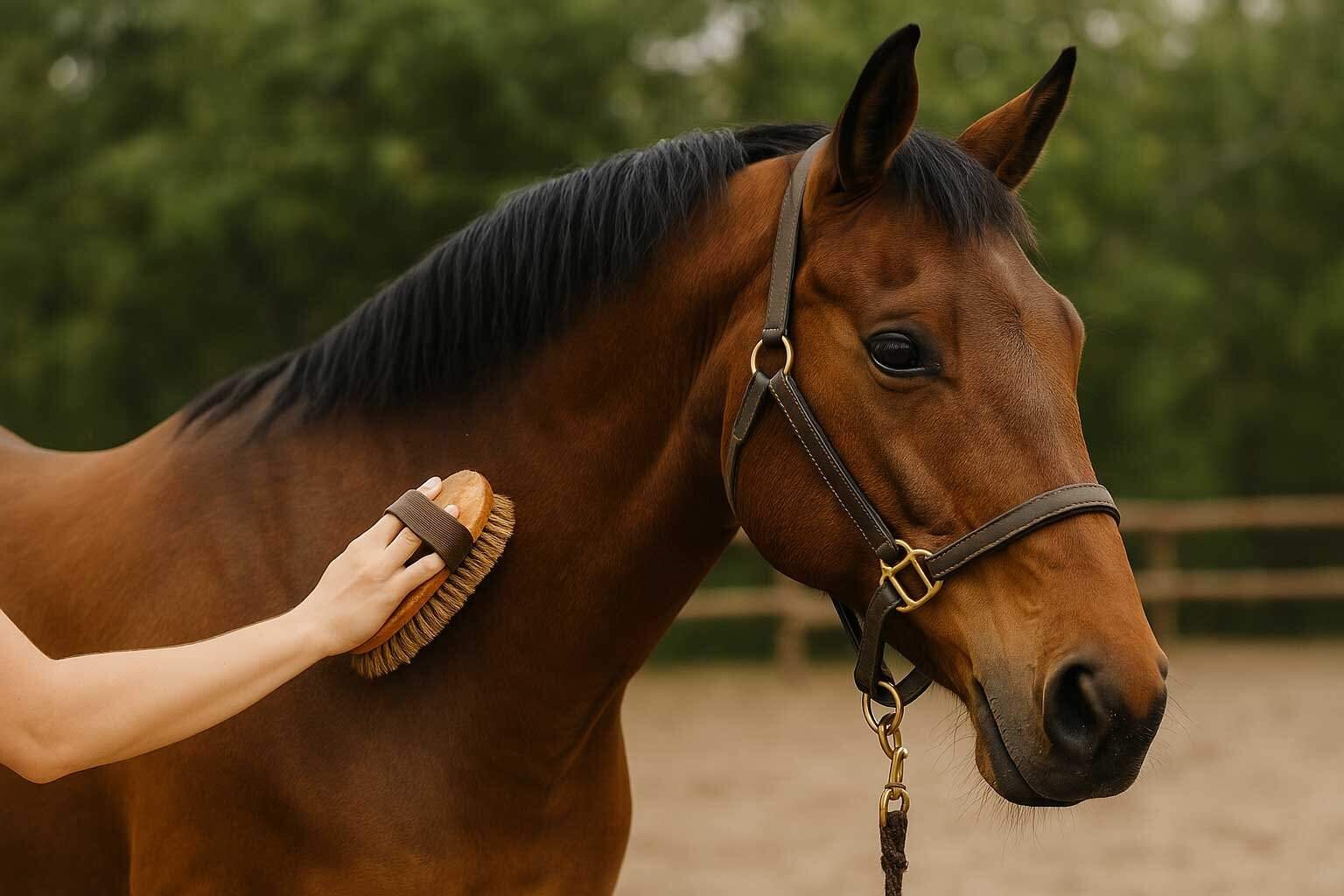 horizontal-photo-of-brushing-a-horse